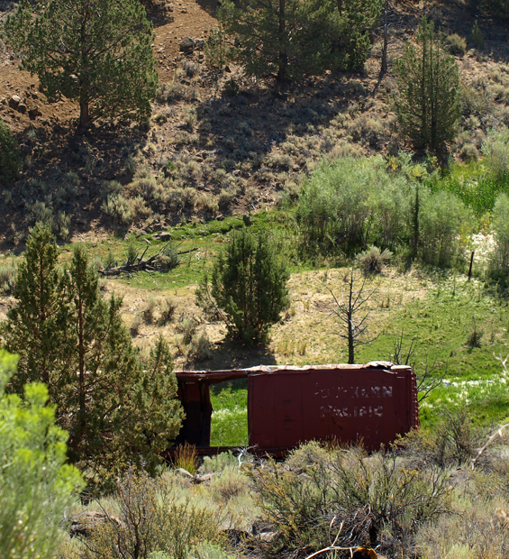 At the bottom of a steep cliff you'll see remnants of a 1968 train wreck, the largest freight wreck in the United States at that time, with more than 85 cars tumbling down the side. 