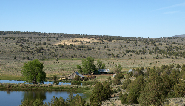 Snowstorm Ranch and Little Horse Lake alongside the Rail Trail.