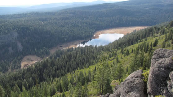 View of Willow Lake from Kelly Mountain in the fall. Photo by Don Lepley.